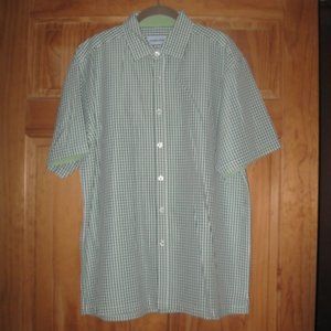 Newport Isle Green/White Checkered Button Down Short Sleeve Shirt
